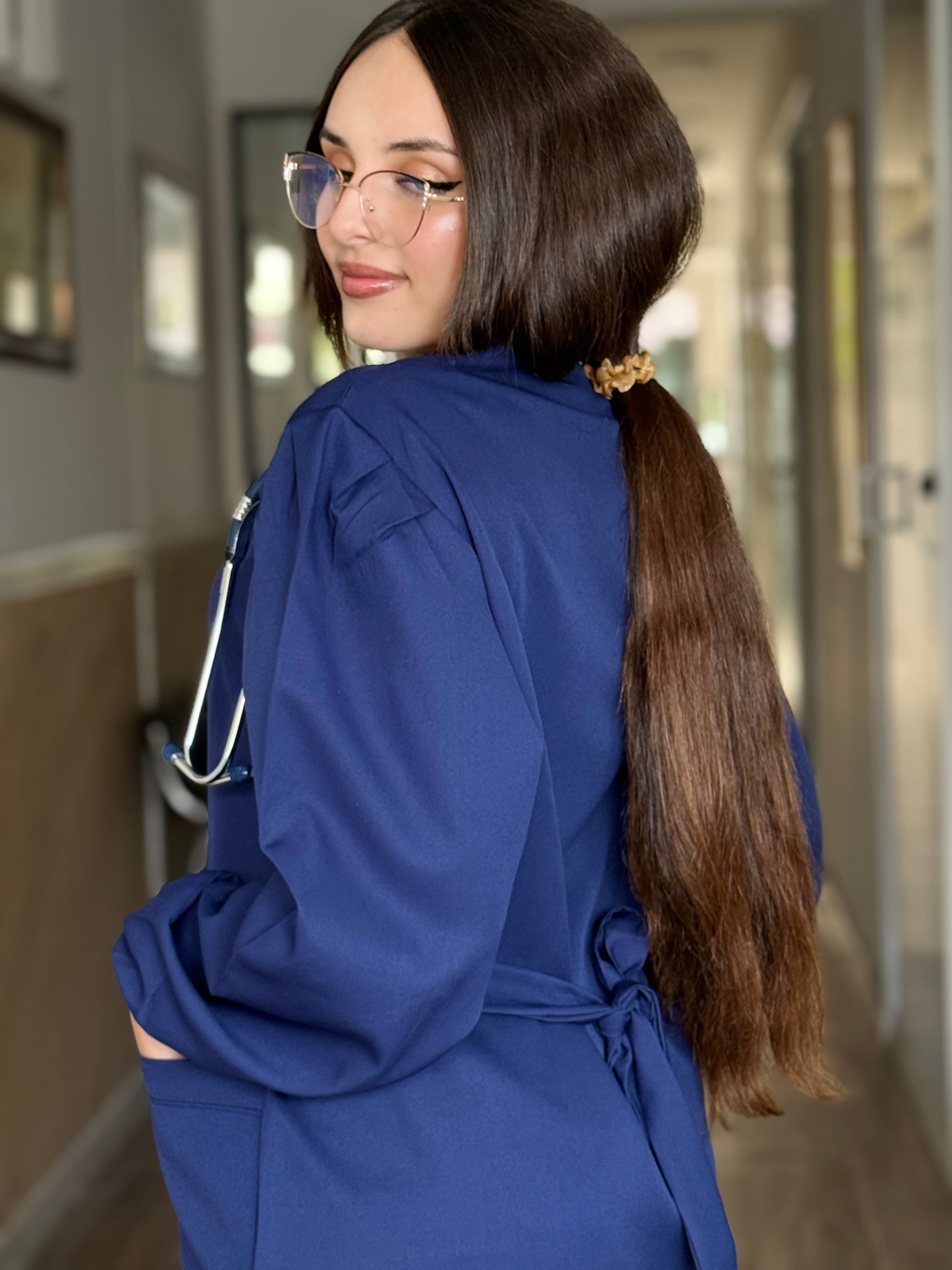 Tenue médicale pour femme - Blue nuit (Modèle longue)