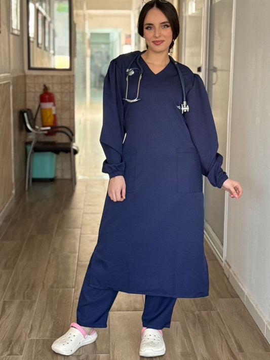 TENUE MEDICALE LONGUE BLEU NUIT - COLLECTION SERENA