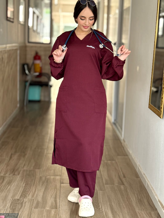 TENUE MEDICALE  LONGUE GRENAT - COLLECTION SERENA