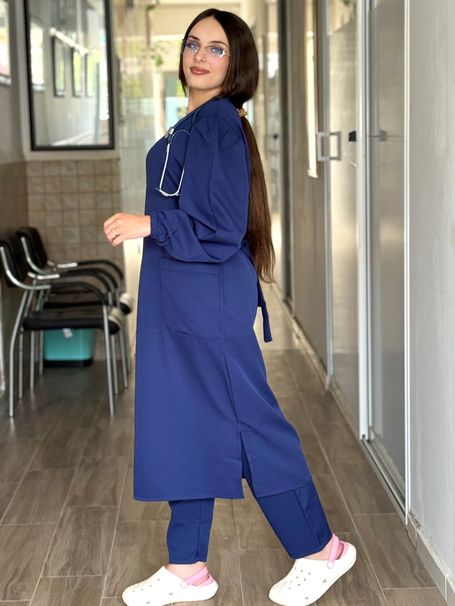 Tenue médicale pour femme - Blue nuit (Modèle longue)