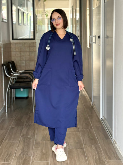 Tenue médicale pour femme - Blue nuit (Modèle longue)