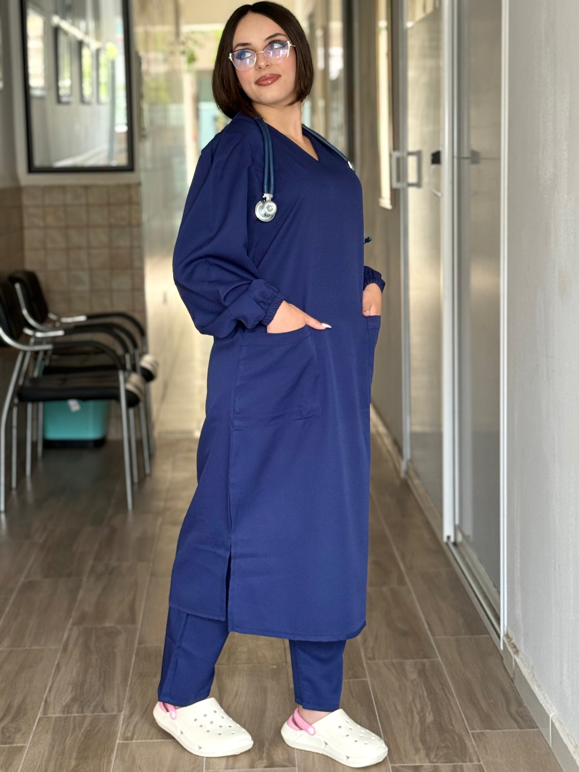 Tenue médicale pour femme - Blue nuit (Modèle longue)