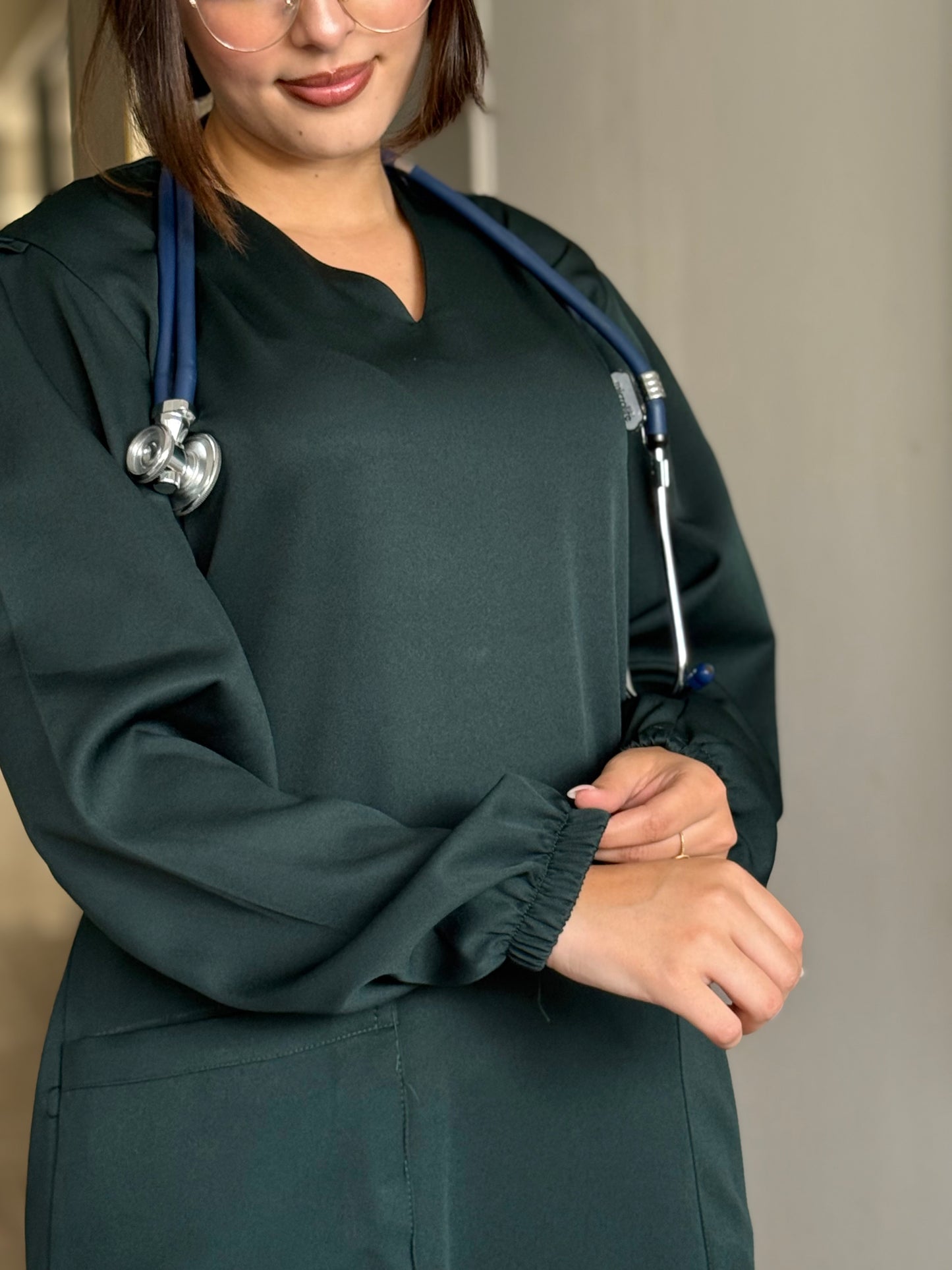 Tenue médicale pour femme - Vert Bouteille (Modèle longue)