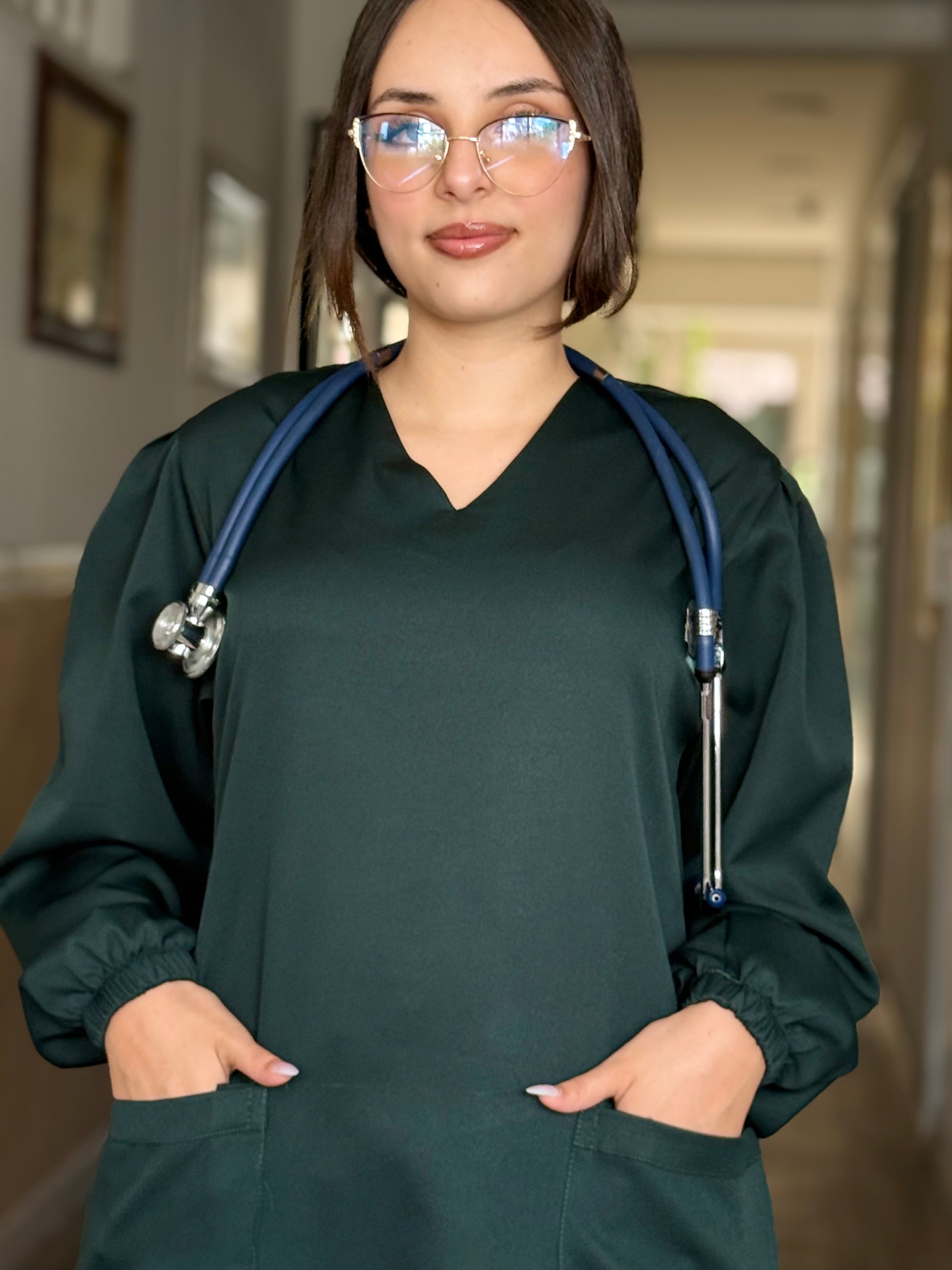 Tenue médicale pour femme - Vert Bouteille (Modèle longue)