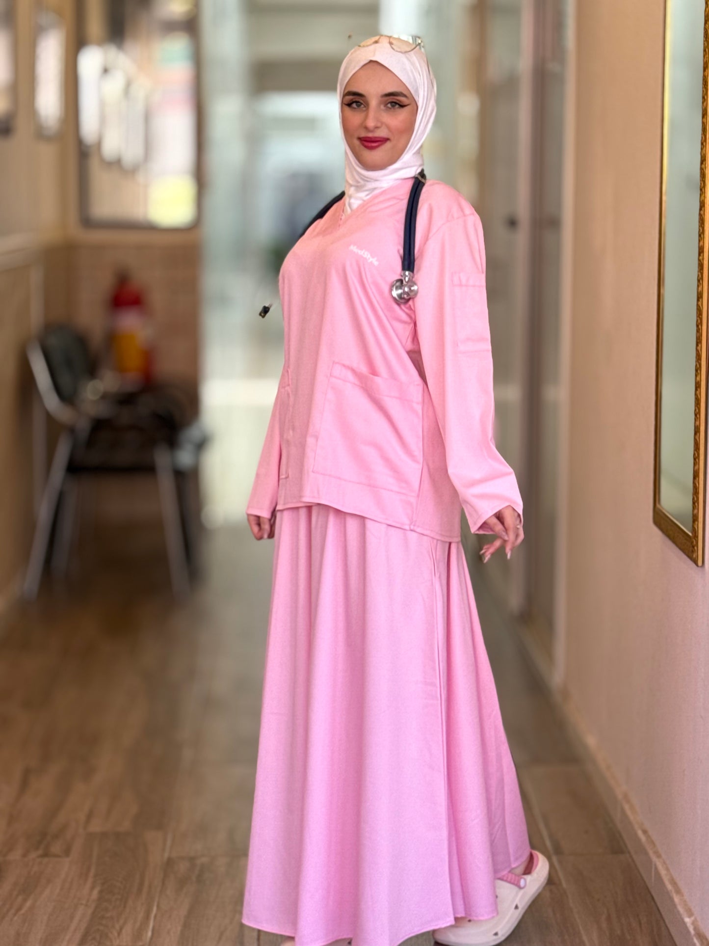 TENUE MEDICALE JUPE - ROSE CLAIRE