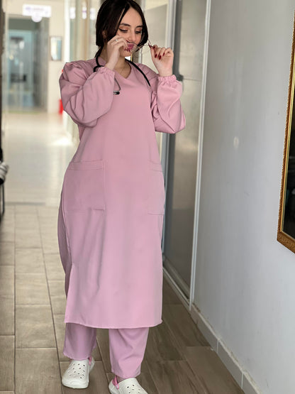 Tenue médicale pour femme - Rose (Modèle longue)
