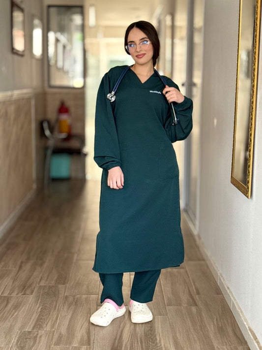 TENUE MEDICALE  LONGUE VERT BOUTEILLE - COLLECTION SERENA