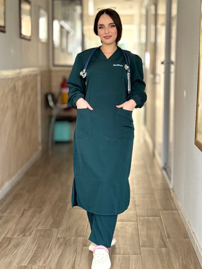 TENUE MEDICALE  LONGUE VERT BOUTEILLE - COLLECTION SERENA