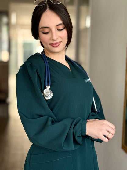 TENUE MEDICALE  LONGUE VERT BOUTEILLE - COLLECTION SERENA
