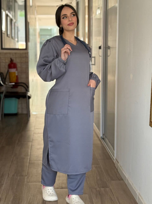 TENUE MEDICALE  LONGUE GRIS - COLLECTION SERENA