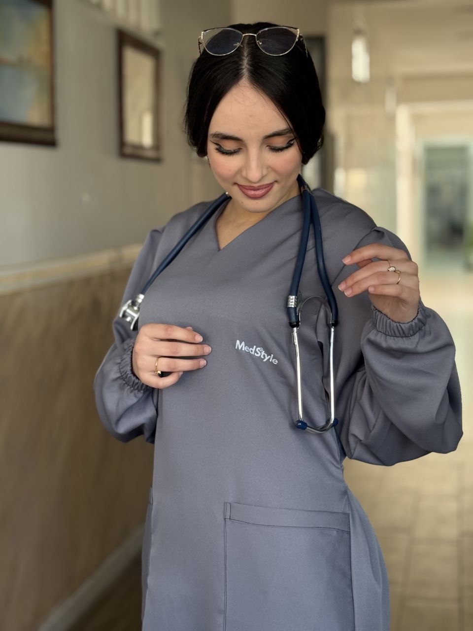 TENUE MEDICALE  LONGUE GRIS - COLLECTION SERENA