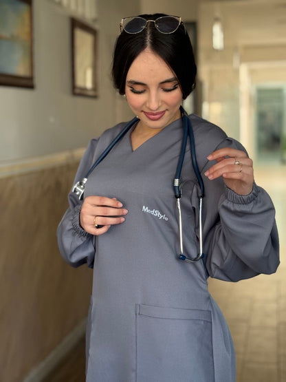 TENUE MEDICALE  LONGUE GRIS - COLLECTION SERENA