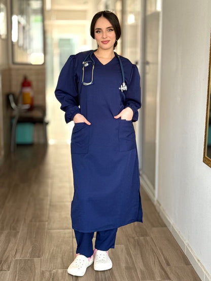 TENUE MEDICALE  LONGUE BLEU NUIT - COLLECTION SERENA