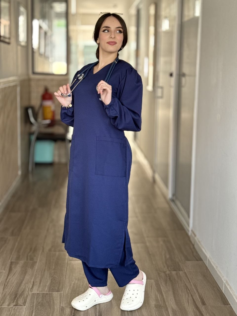 TENUE MEDICALE  LONGUE BLEU NUIT - COLLECTION SERENA
